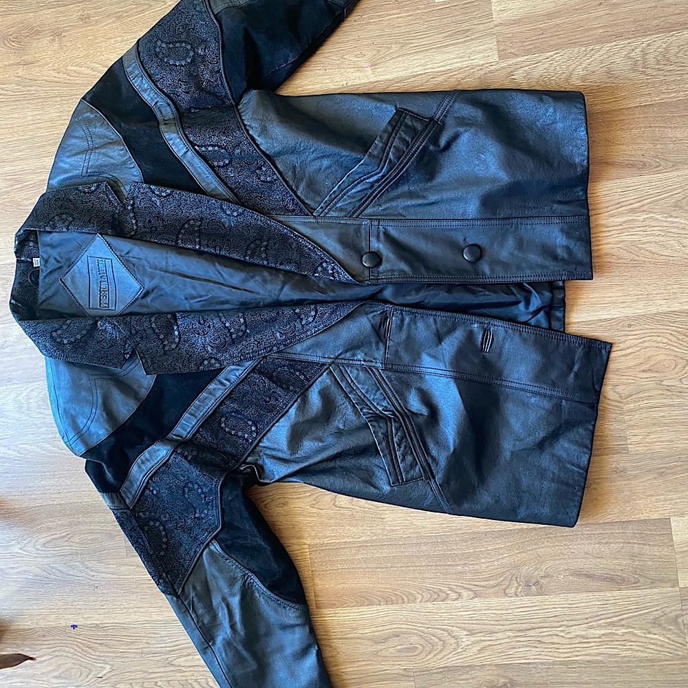 Preston and York black leather embossed jacket